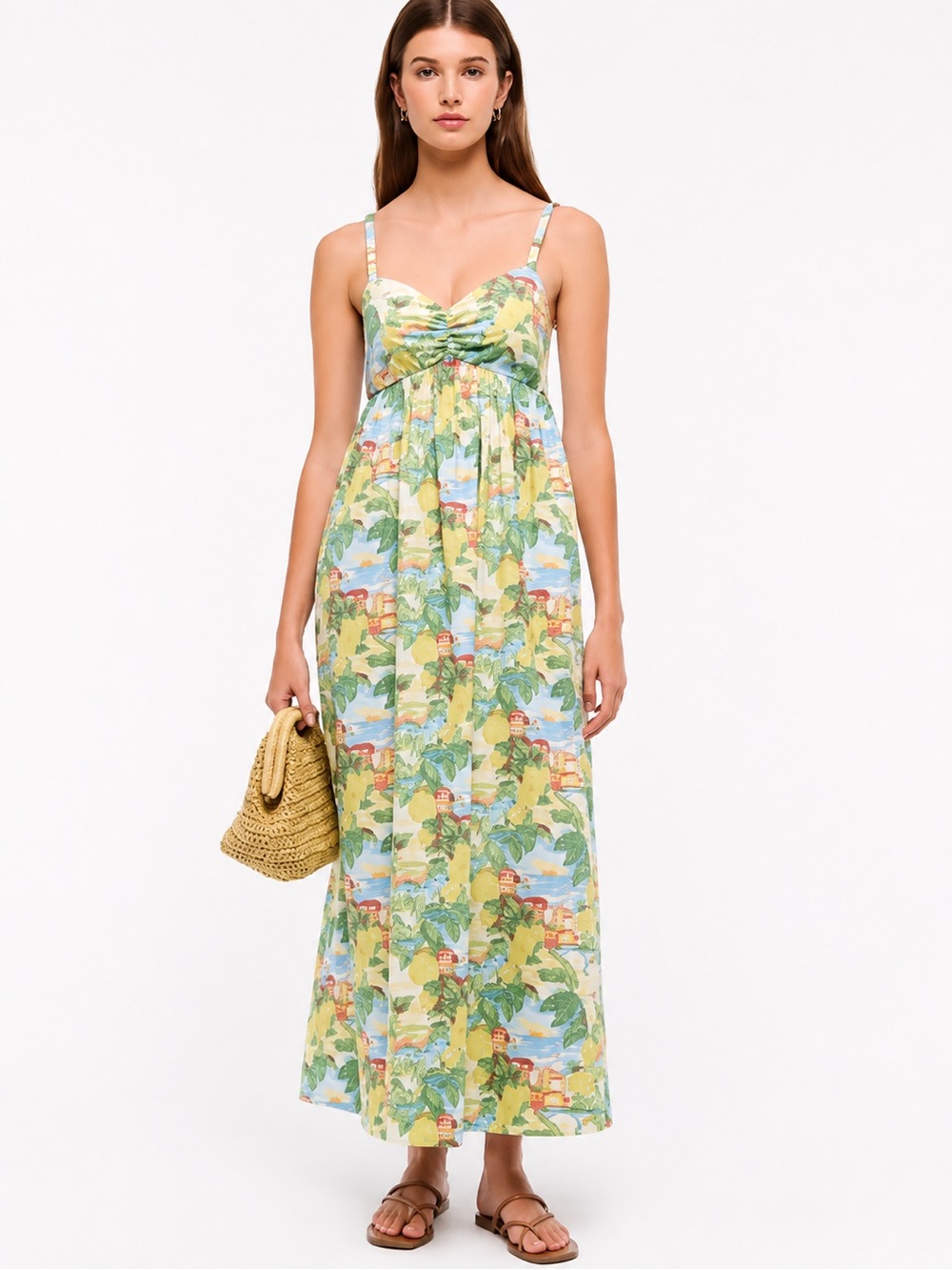 Abercrombie & Fitch Sweetheart Babydoll Maxi Dress Italy Beach Summer Womens SP